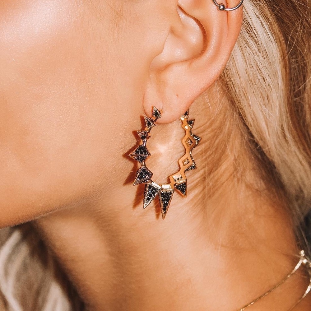 KC CHIC ONYX CRYSTAL “MONACO” EARRINGS